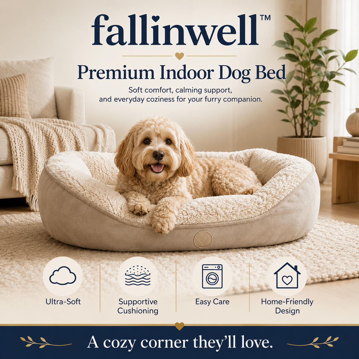 fallinwell™  Premium Indoor Dog Bed 🐾