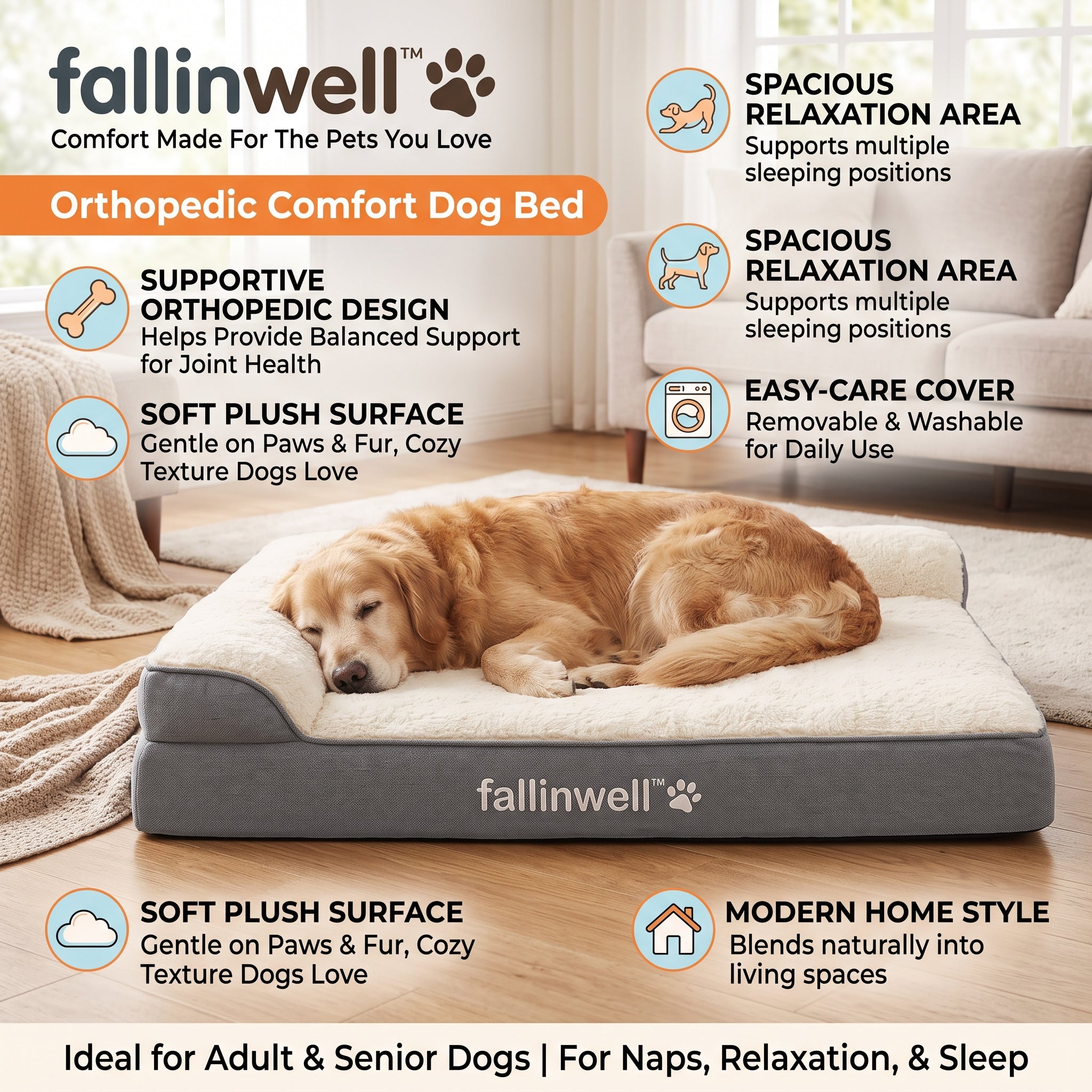 fallinwell™ Orthopedic Comfort Dog Bed 🐾