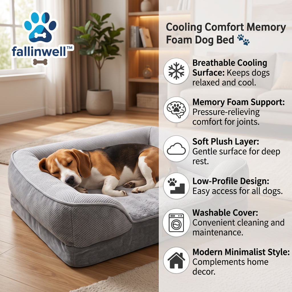 fallinwell™ Cooling Comfort Memory Foam Dog Bed 🐾