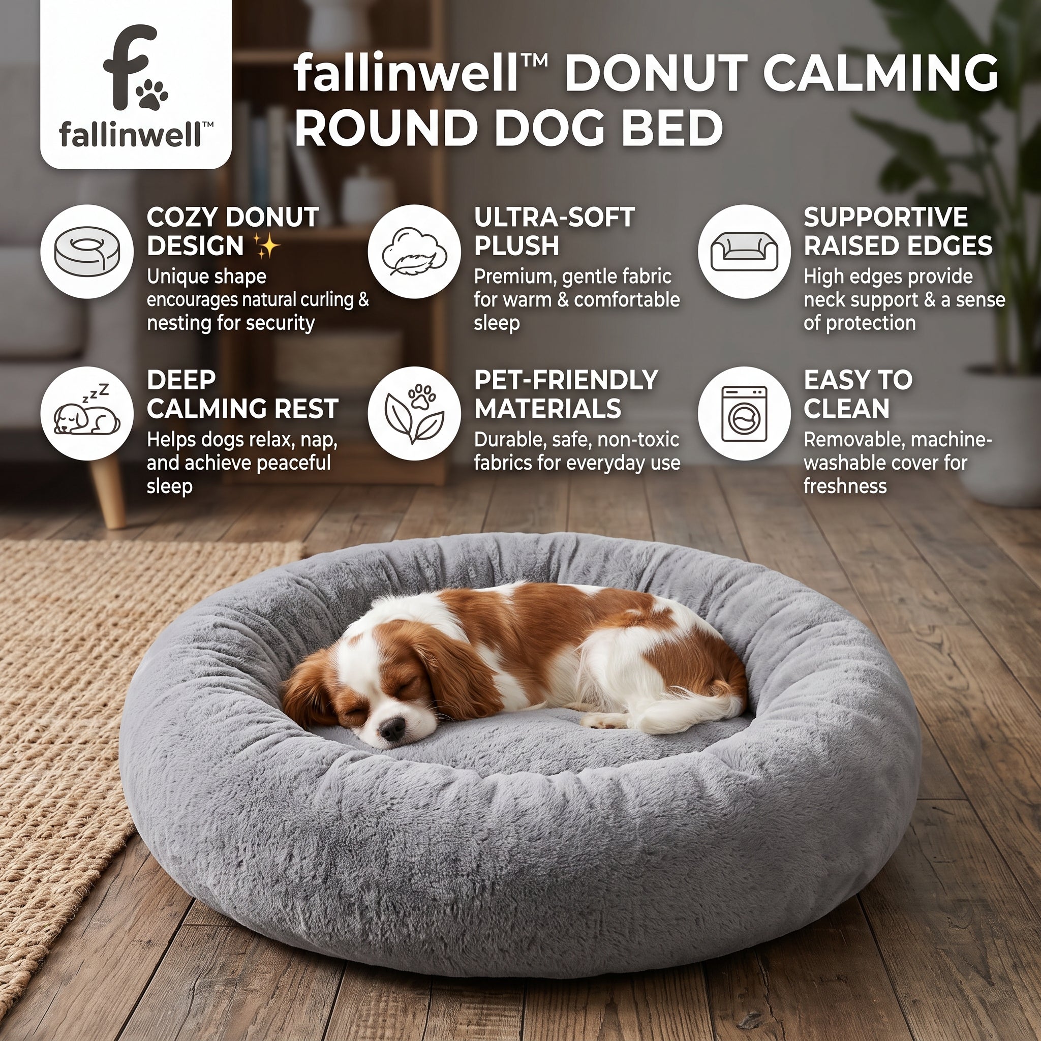 fallinwell™ Donut Calming Round Dog Bed 🐾