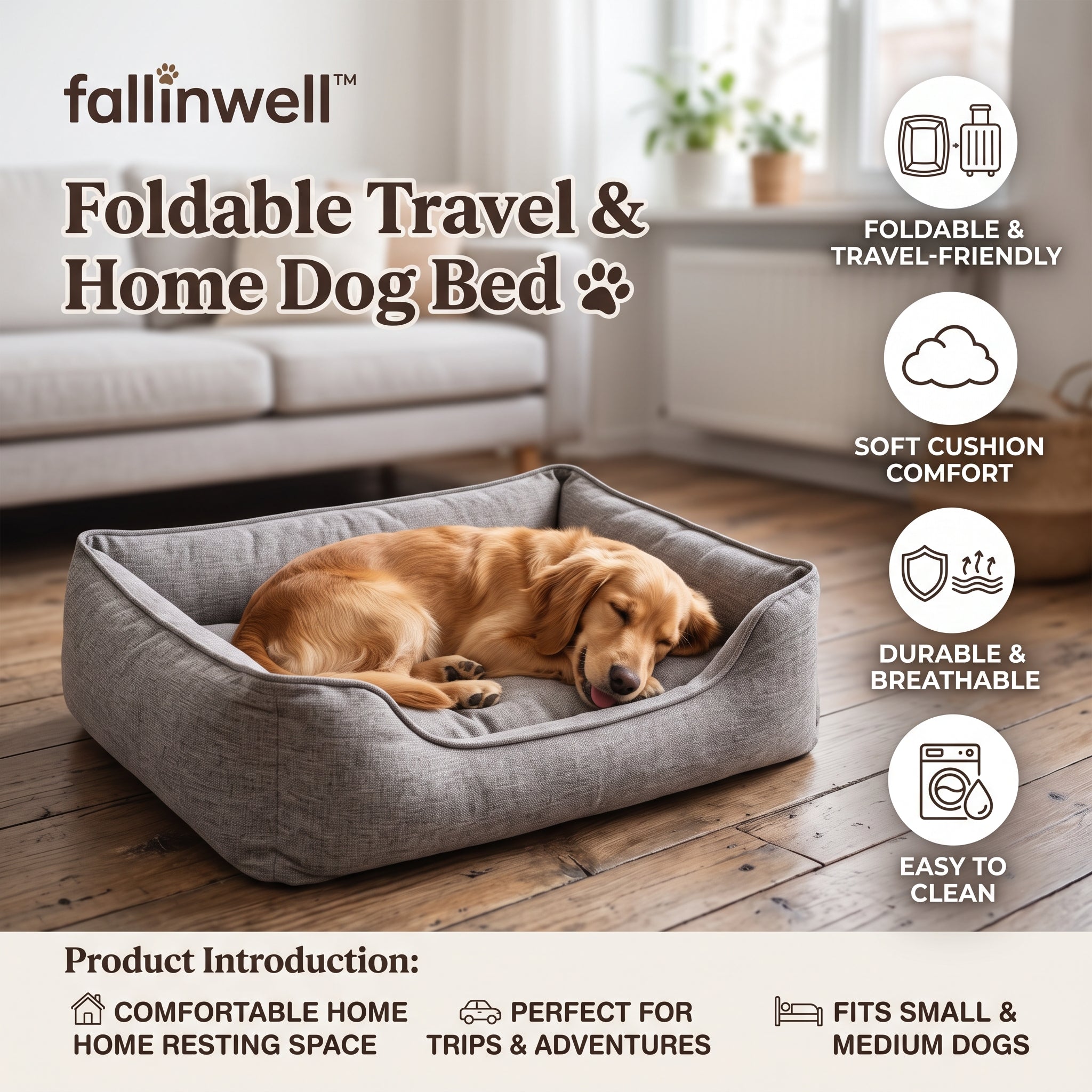 fallinwell™ Foldable Travel & Home Dog Bed 🐾
